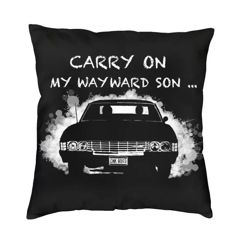 

Carry On My Wayward Son Supernatural Cushion Cover Double-sided Print Floor Pillow Case for Sofa Fashion Pillowcase Home Decor