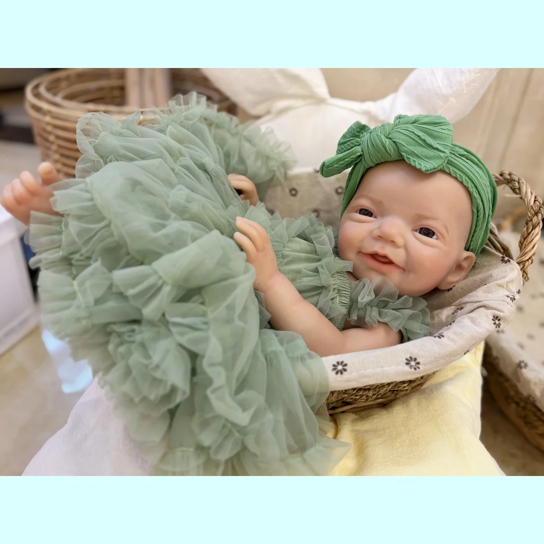 18Inch Cuddly Open Mouth Charlie Solid Silicone Bebe Reborn Girl Doll With Painted Skin Washable Reborn Girl Doll