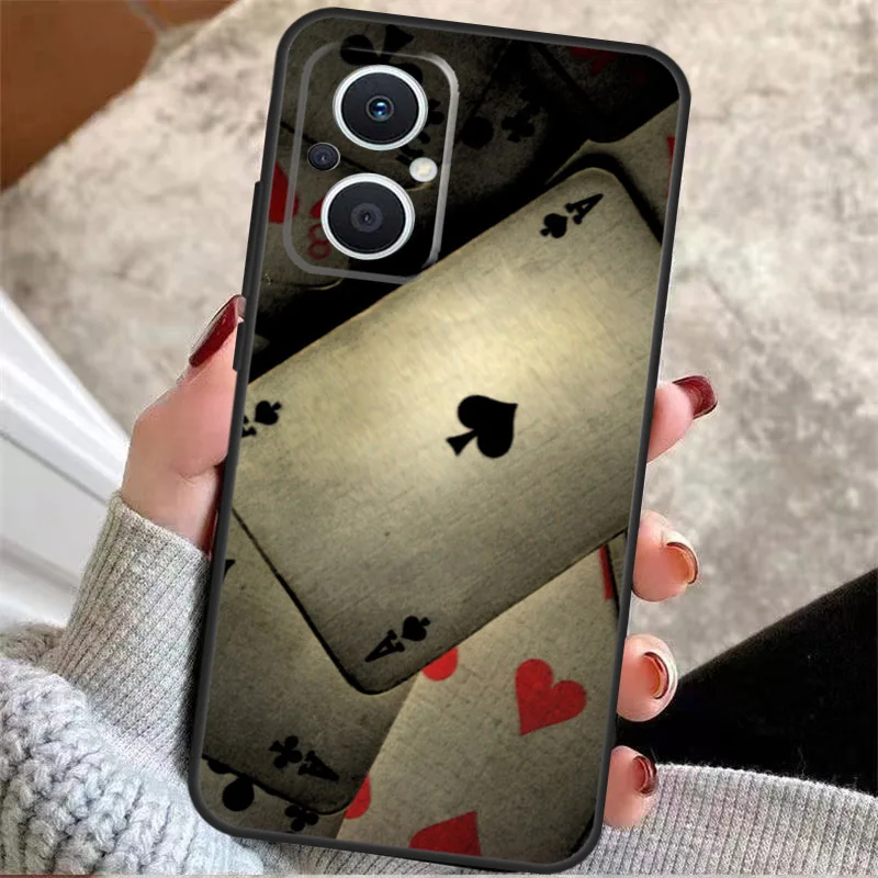 Spades Poker Play Cards Ace Case For OPPO Reno 8 7 Lite Reno 3 4 5 6 Lite 8T 4Z 5Z Find X5 X2 X3 Lite Neo X6 Pro Cover