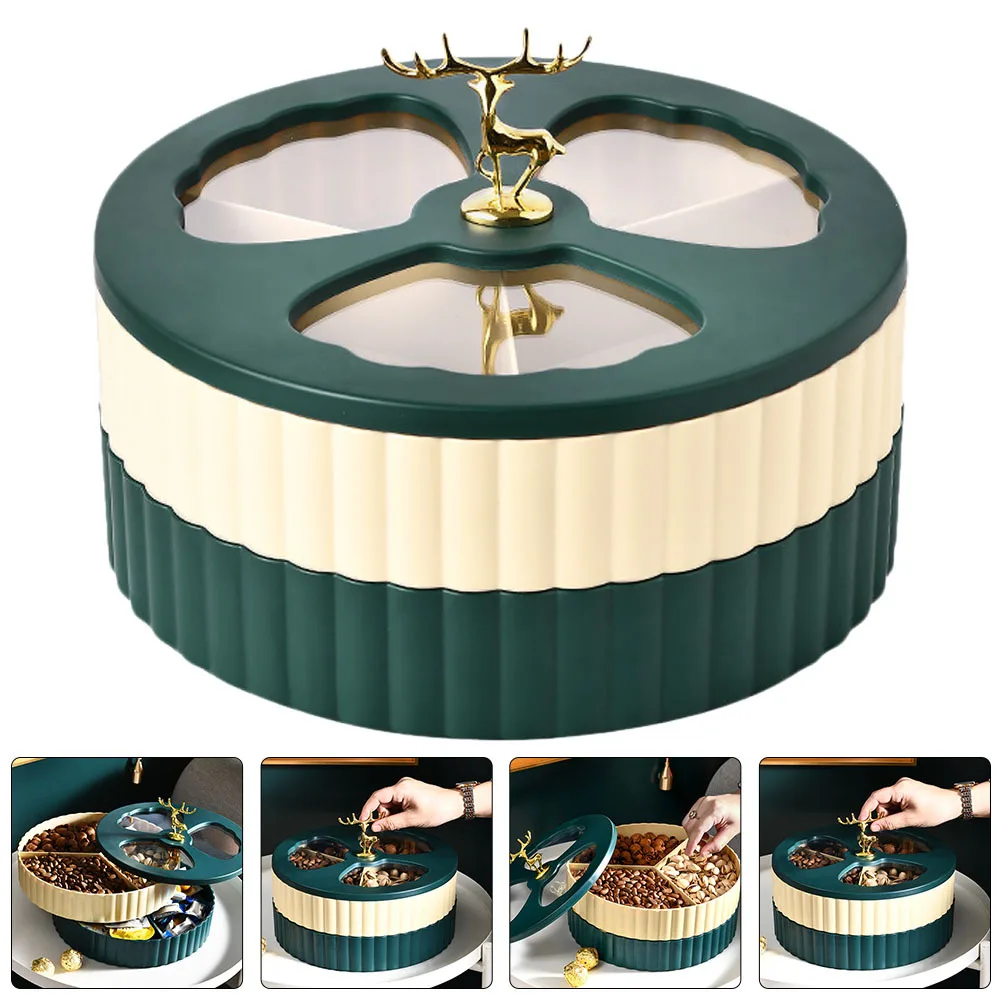 

Dry Fruit Box Double Layer Snack Container Compartment Design For Candy Nuts Storage Rotating Tray Party Snack Box Kitchen