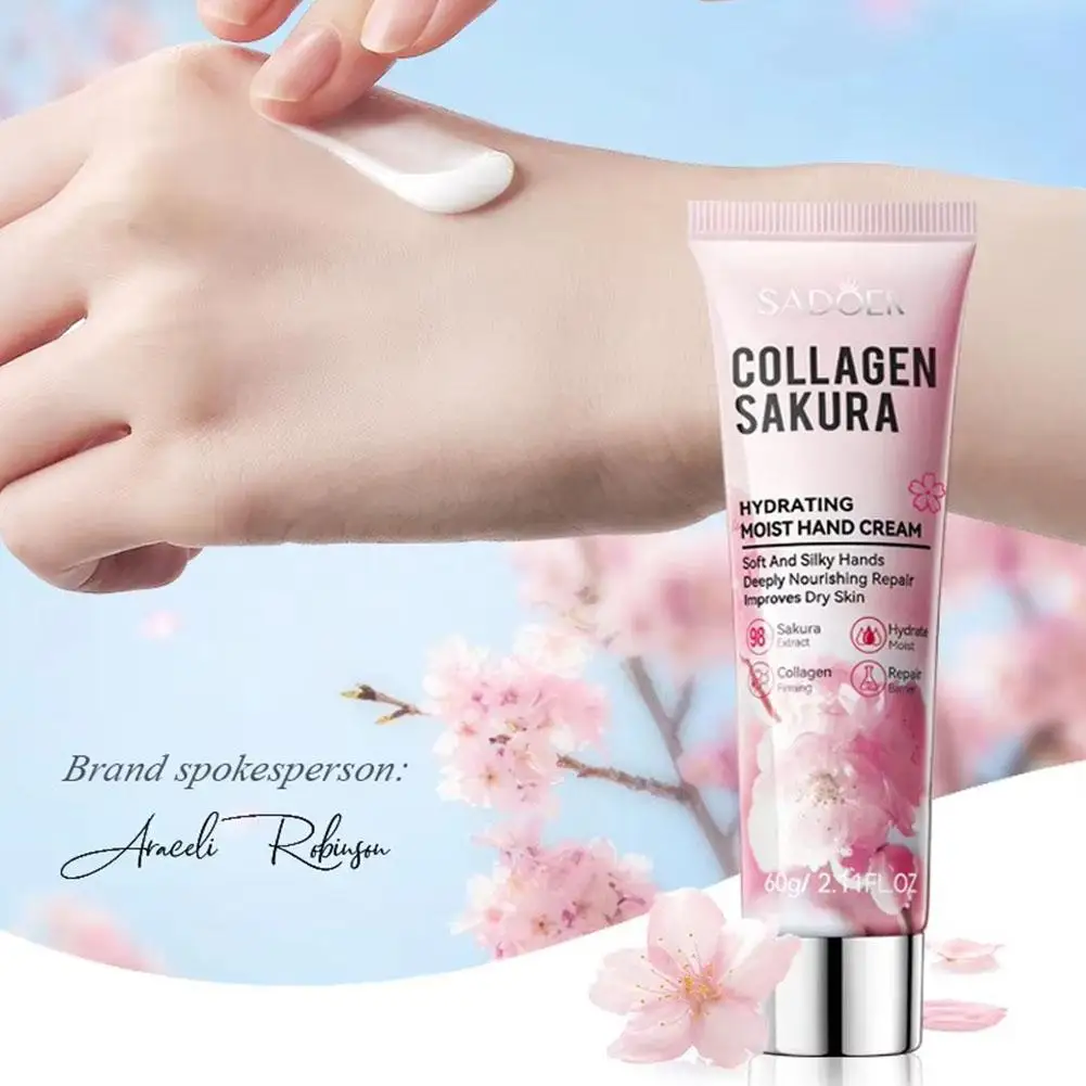 Collagene Sakura Crema Per Le Mani Idratante Fiore Per Le Mani Anti-secco 60g Crema Per Le Mani Anti-crepa Idratante Mani Nutrire Cura Asciutto D6j3