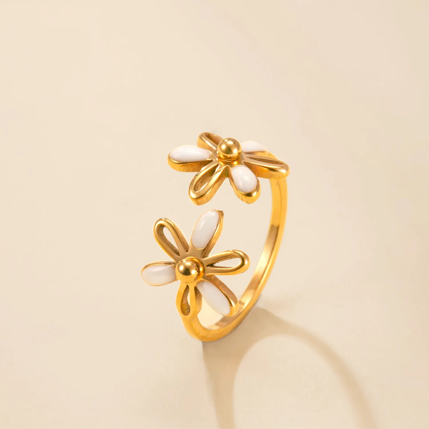 Skyrim Bunte Emaille-Blumen Offener Ring Damen Edelstahl Goldfarben Ringe Mode Böhmischer Schmuck Geschenk Großhandel – Detail 7