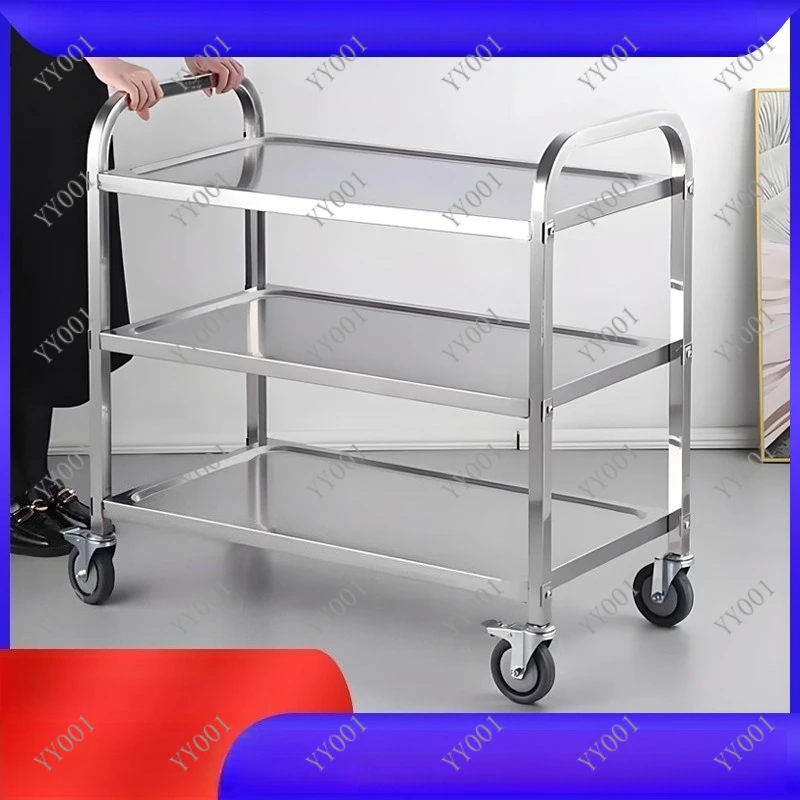 Stainless Steel 2/3 Tier Service Cart Hotel Restaurant Food Trolley Dish Collecting Rolling Cart