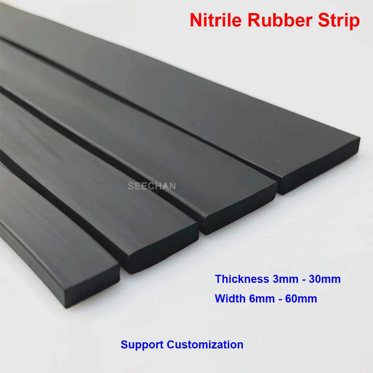1Meter Black Solid Nitrile Rubber Strip Flat NBR Sealing Strip For Marine Seal Oil Resistant 3x10mm~30x40mm