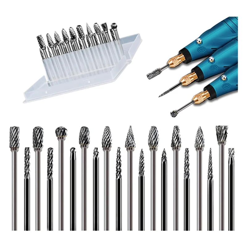 A43F-Carbide Burr مجموعة 1/8 بوصة عرقوب مطحنة القالب أداة دوارة عرموش بت اكسسوارات ل النجارة الحفر نحت النقش
