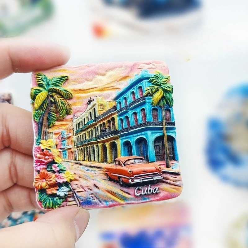Havana Vintage Car Fridge Magnet - 3D Cuban Landmark Souvenir Retro Classic Auto Decor Unique Caribbean Gift with Strong Magnet