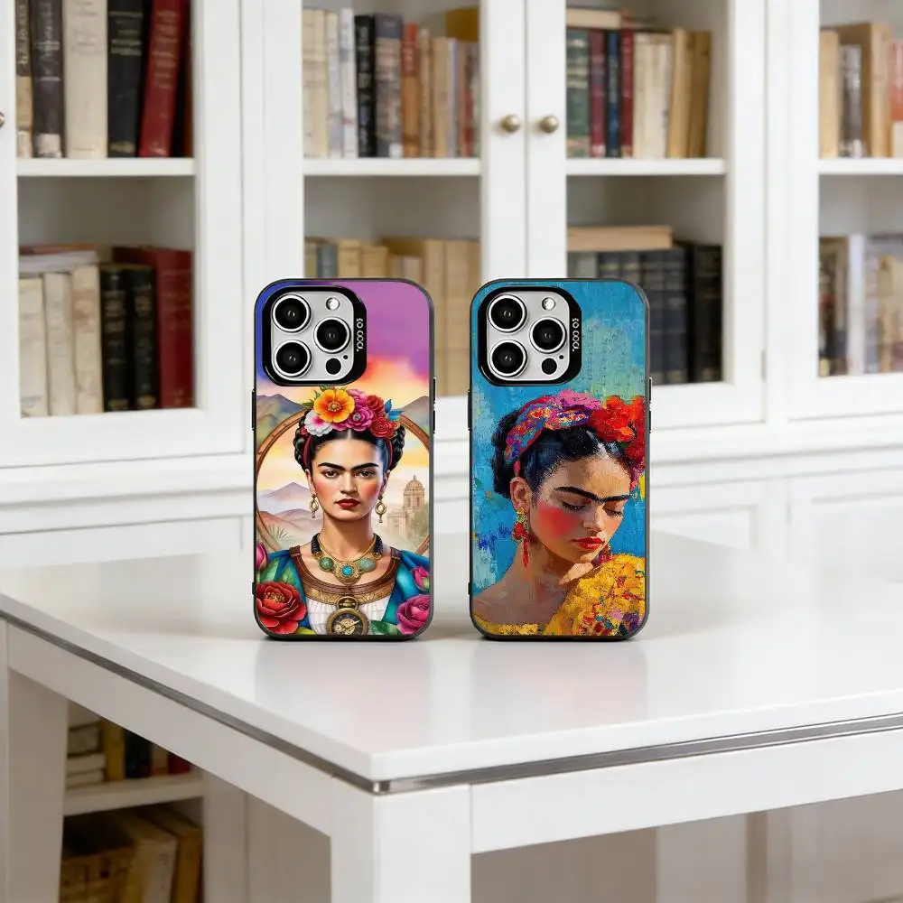 

Art of Frida Kahlo Phone Case For iPhone 17,16,15,14,13,12,11 Plus,Pro Max,XS,Colorful Silver Phone case Funda Cover