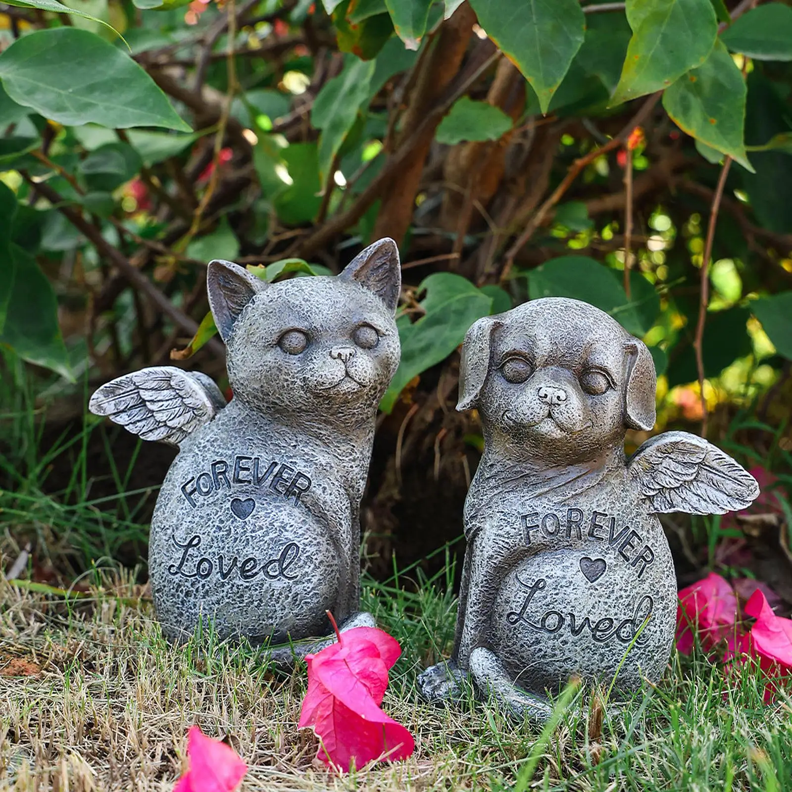 Pet Memorial Statue Decorations Pet Grave Marker Resin Cats Dogs  Tombstone for Outdoor Backyard Garden Decors Pet Lover Gift