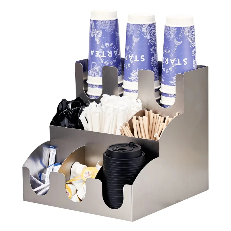 Coffee Cup Holder Stainless Steel Cup Separator Cafe Restaurant Bar Tabletop Storage Rack Beverage Accessories