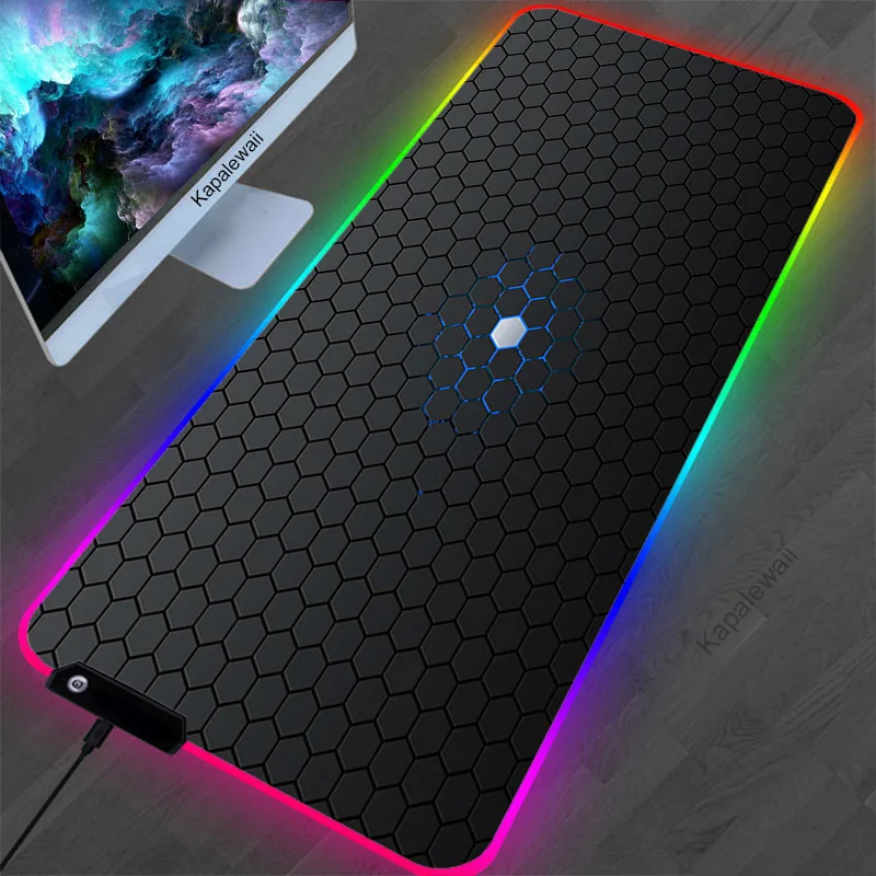 

Geometric Mouse Pad RGB Light XXL Keyboard Mat Computer Mousepad Led Backlight Large Gaming Mouse Pad Surface Keyboard Desk Mat