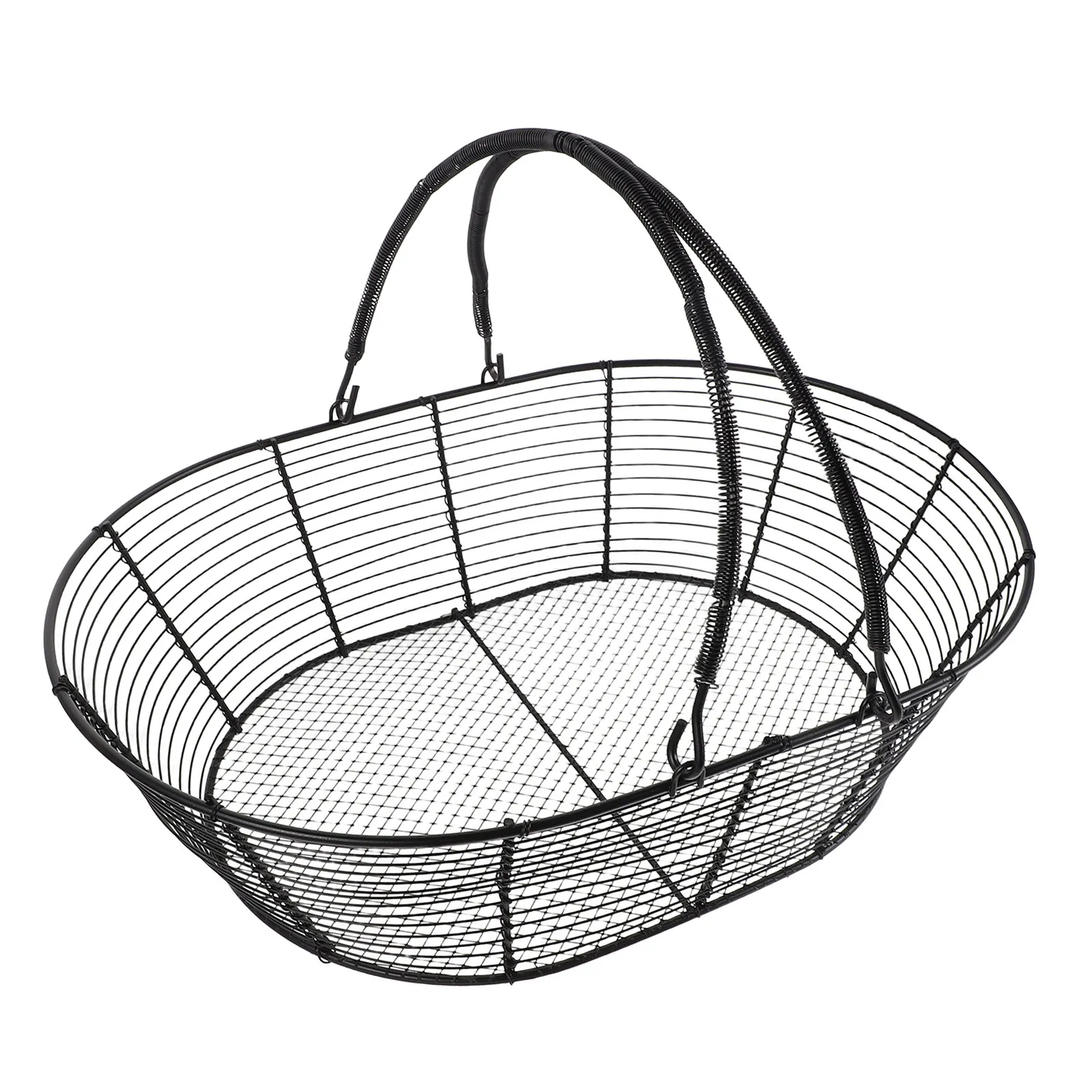 

Металлическая корзина для хранения с ажурным сетчатым дизайном и ручками для кухни, гостиной, фруктов, закусок, овощей