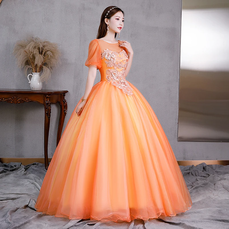 Fairy Sweet Scoop คอ Quinceanera ชุดดอกไม้ประณีต Tulle Ball ชุดลูกไม้ภาพลวงตายาว Vestido De Debutante