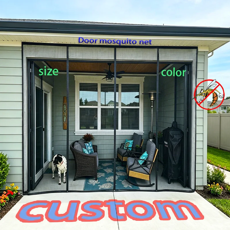 Magnetic Garage Door Screen Custom Size Mosquito Net Anti Fly Insect Screen for Pavilions Balconies Outdoor Large Size Curtain