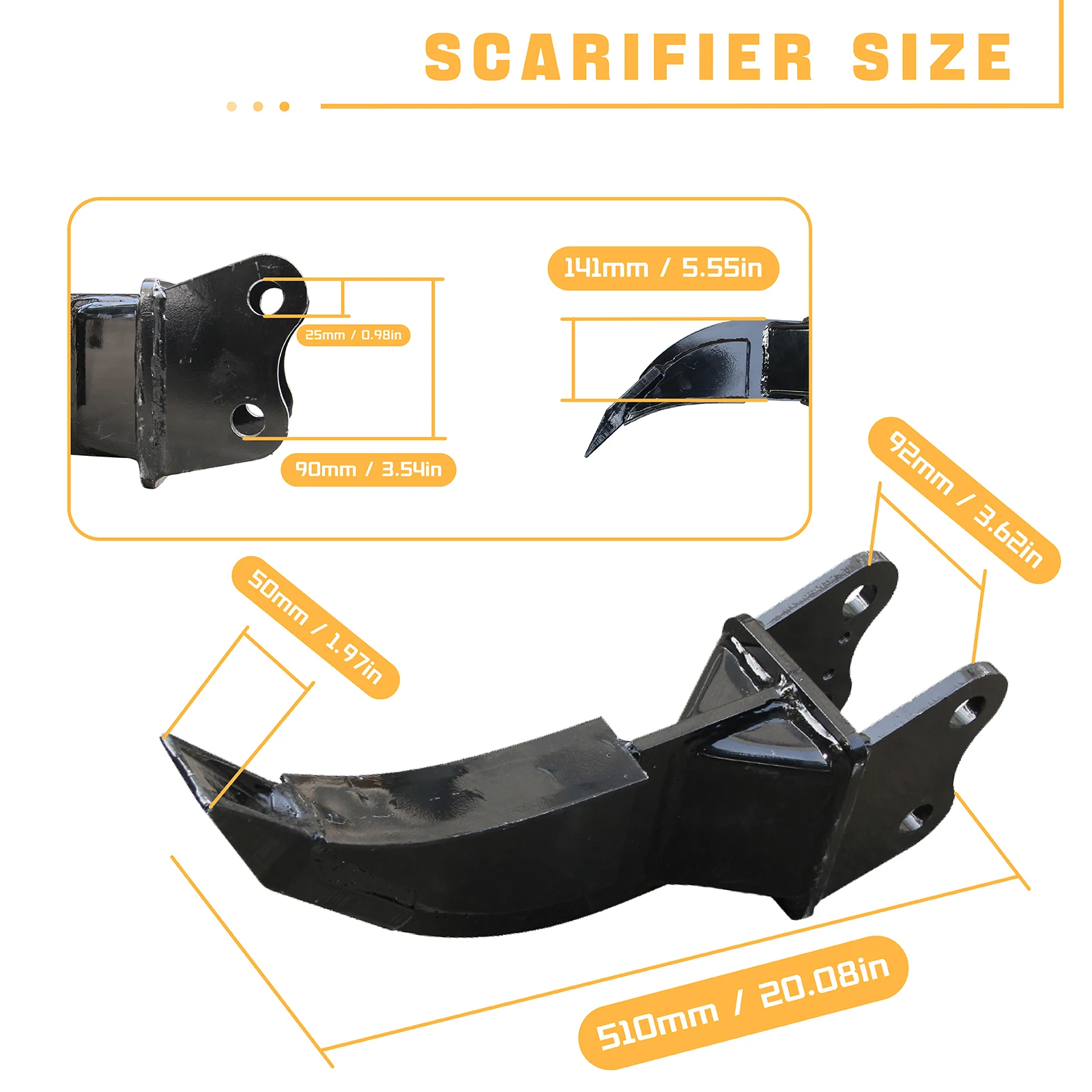 Accessori per mini escavatore Ripper Accessori per escavatore cinese per fori Parti ausiliarie per scavo per piccola escavatore da 1 tonnellata