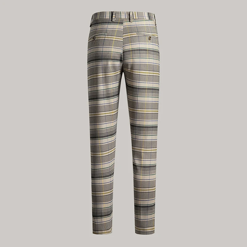 Summer New Men's Slim Plaid Western Pants Casual Pants High Quality Cotton Stretch Classic Trousers Male Plus Size 40 42