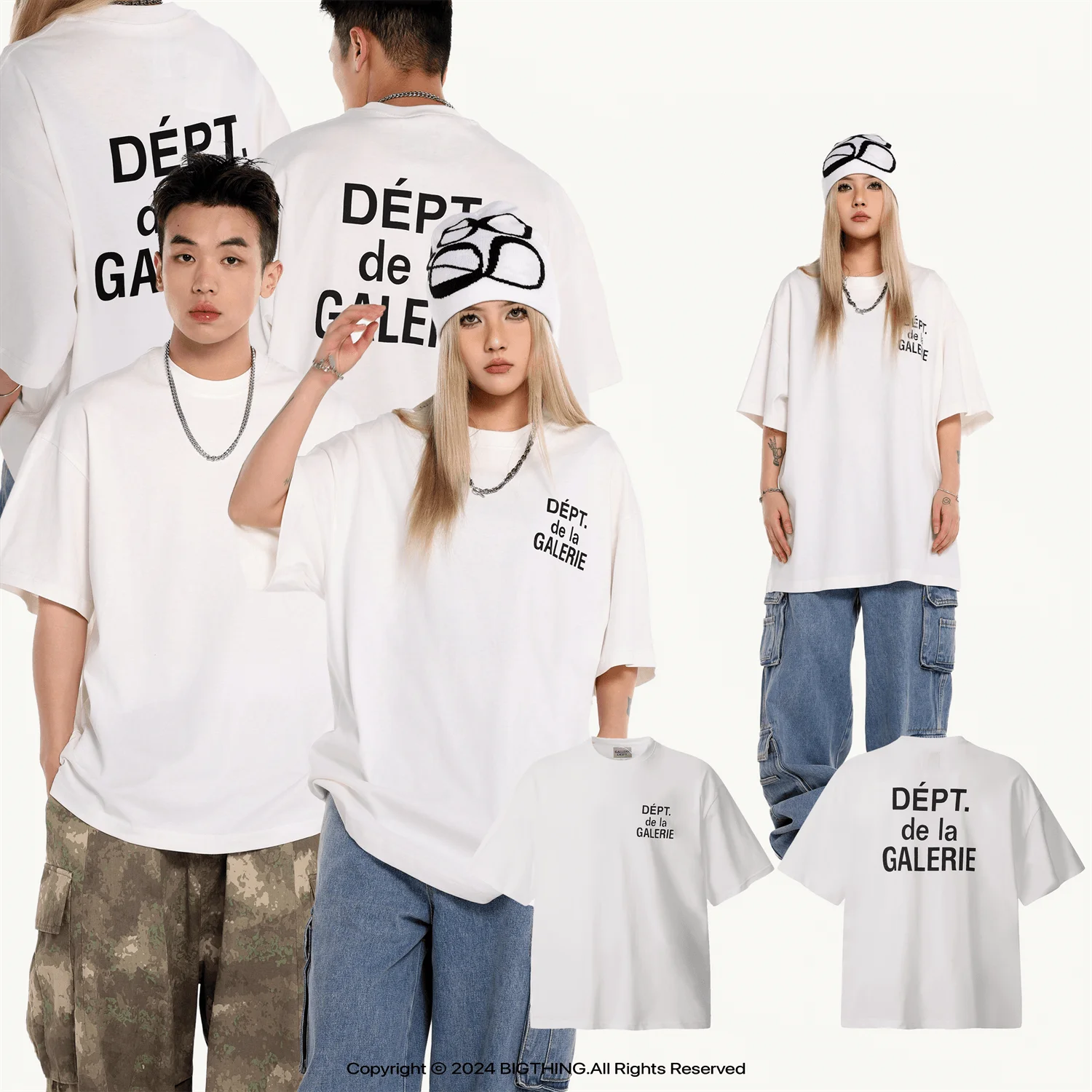 Trendy American Basic Letter Print Cotton Loose Casual Short Sleeve T-Shirt Unisex Street Style City Walk Daily Wear