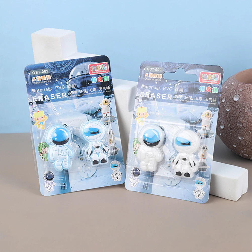 6 Pcs Spaceman Eraser Cool Erasers Bulk for White Fun Cute Cartoon Mini Student
