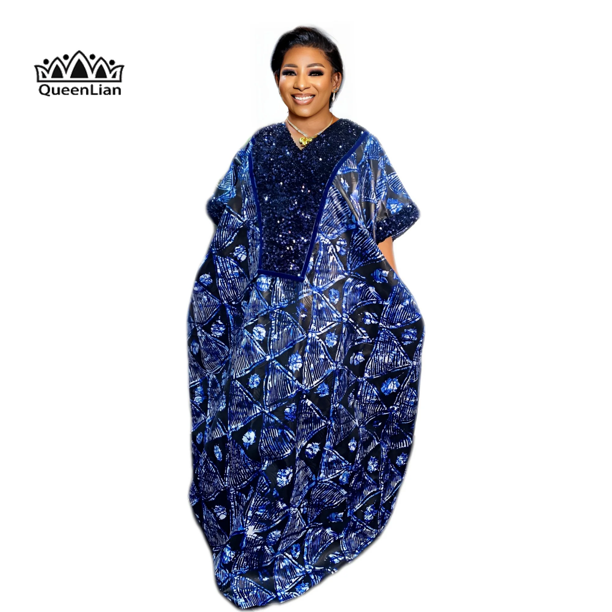 Free Size Robe De Soiree Femme Longue Chic African 2-pieces  Dress with Scarf  Women for Party Embroidery Traditional Clothing