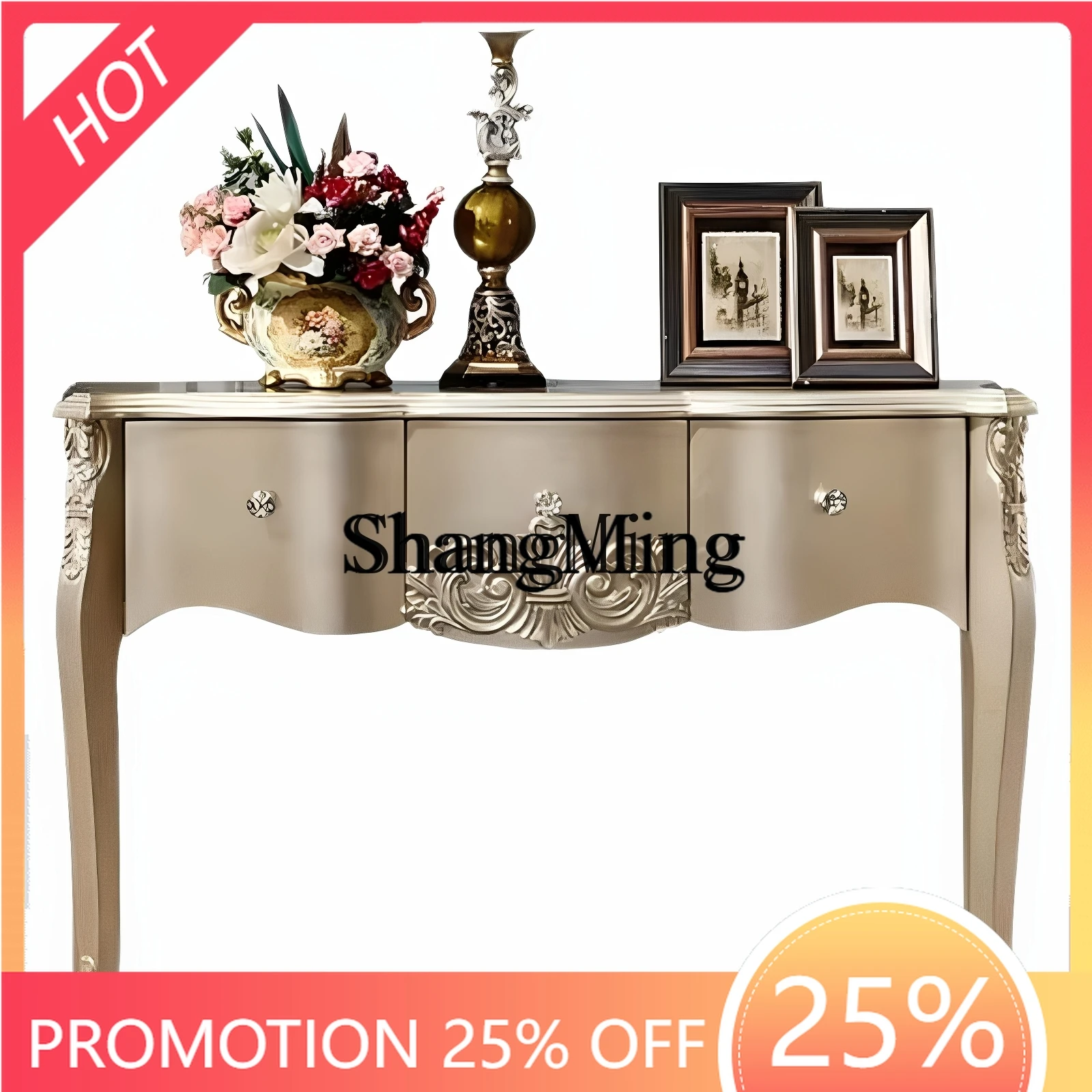 

ZYY Light Luxury Solid Wood Entrance Cabinet Living Room Entrance Hall Entrance Table Shelf Neoclassical Postmodern