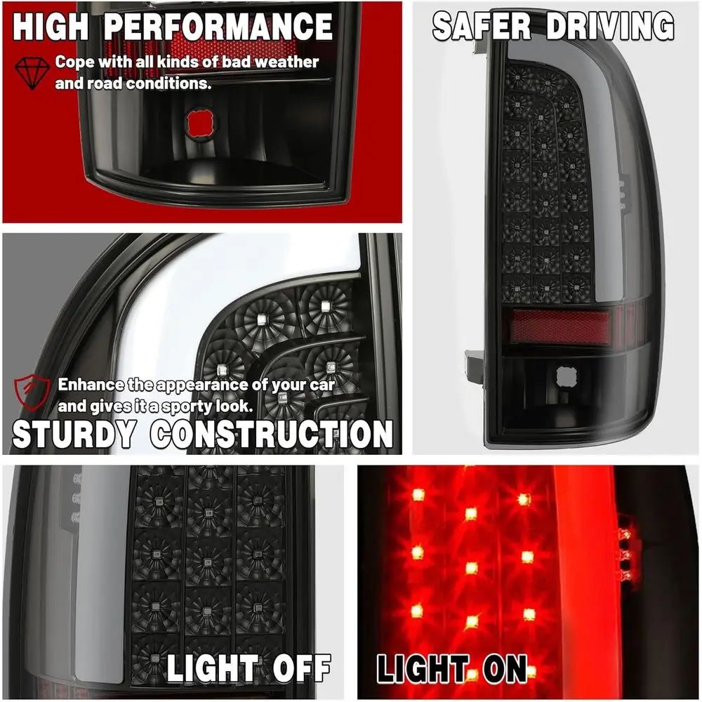 Lentille de fumée boîtier noir 2005-2015 Toyota Tacoma type C barre de Tube LED feux arrière avec frein arrière et clignotant