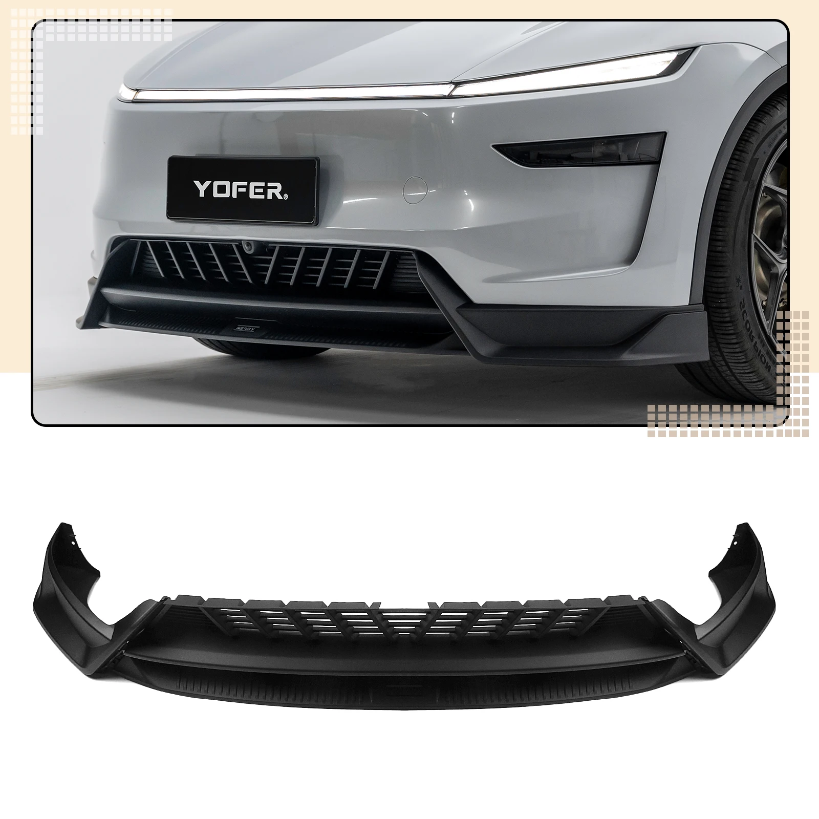 Yofer Front Bumper Spoiler Lip For Tesla Model Y 2025