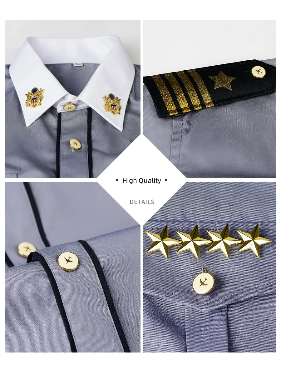 New Fashion Brand Security Work Uniform Set Gray Striped Short-sleeved Shirts Men High Quality Business Casual Long Sleeve Shirt