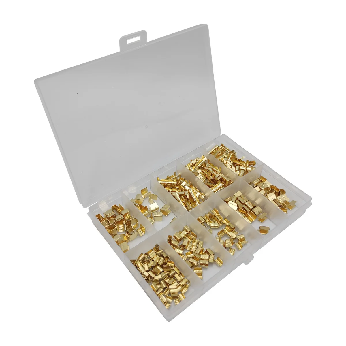 380Pcs U-shaped crimping buckle box packaging Brass parallel buckle Crimping cap Wire connectors