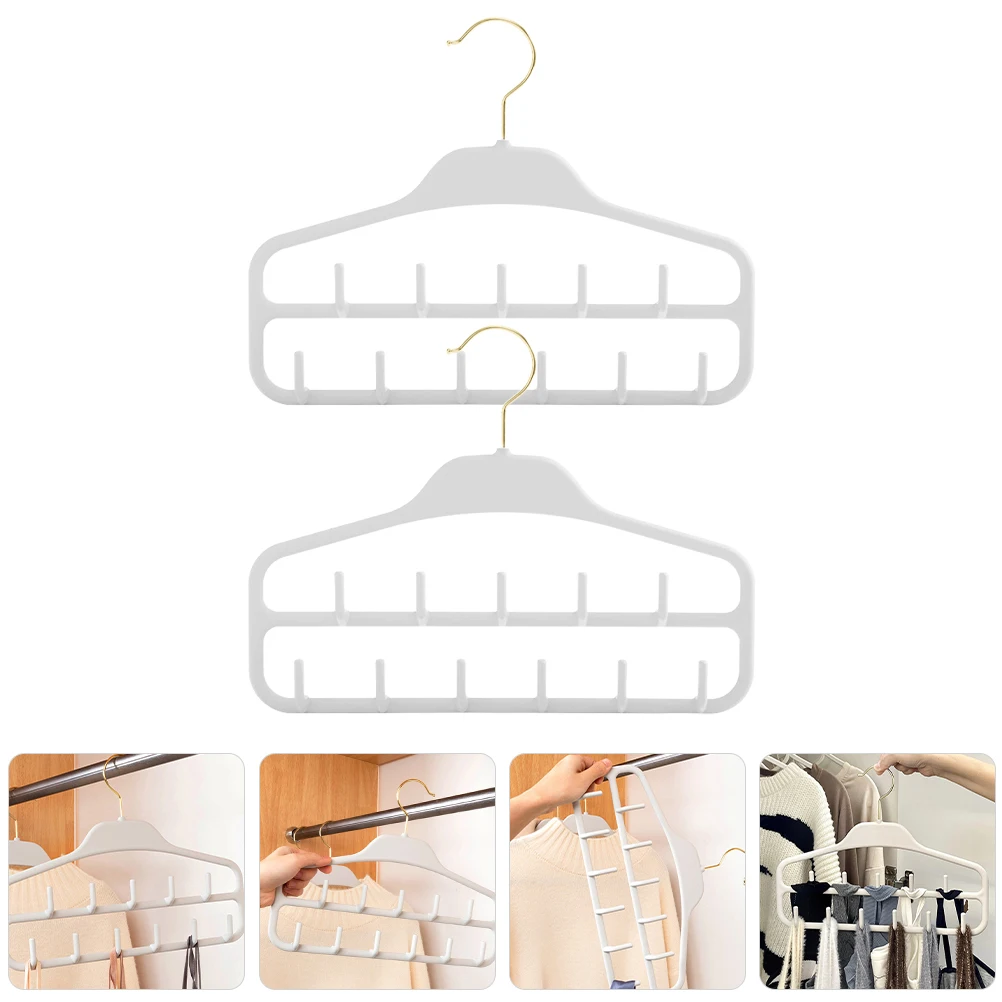 

2pcs Belt Hanger Multi Hook Multi-Functional Tie Organizer For Closet Scarf Shawl Holder Heavy Duty Space Saving Belt Storage