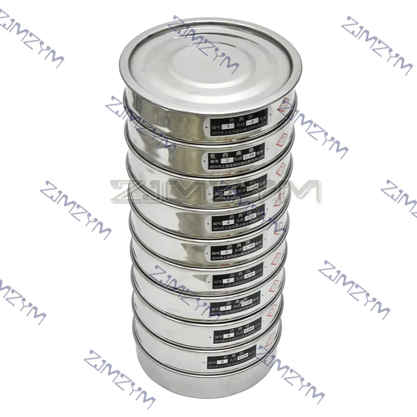 20Cm Set Saringan Tes Inspeksi Pengambilan Sampel Standar Laboratorium 304 Lubang Jala Penyaring Baja Tahan Karat 0.075-2Mm 10-200 Lubang