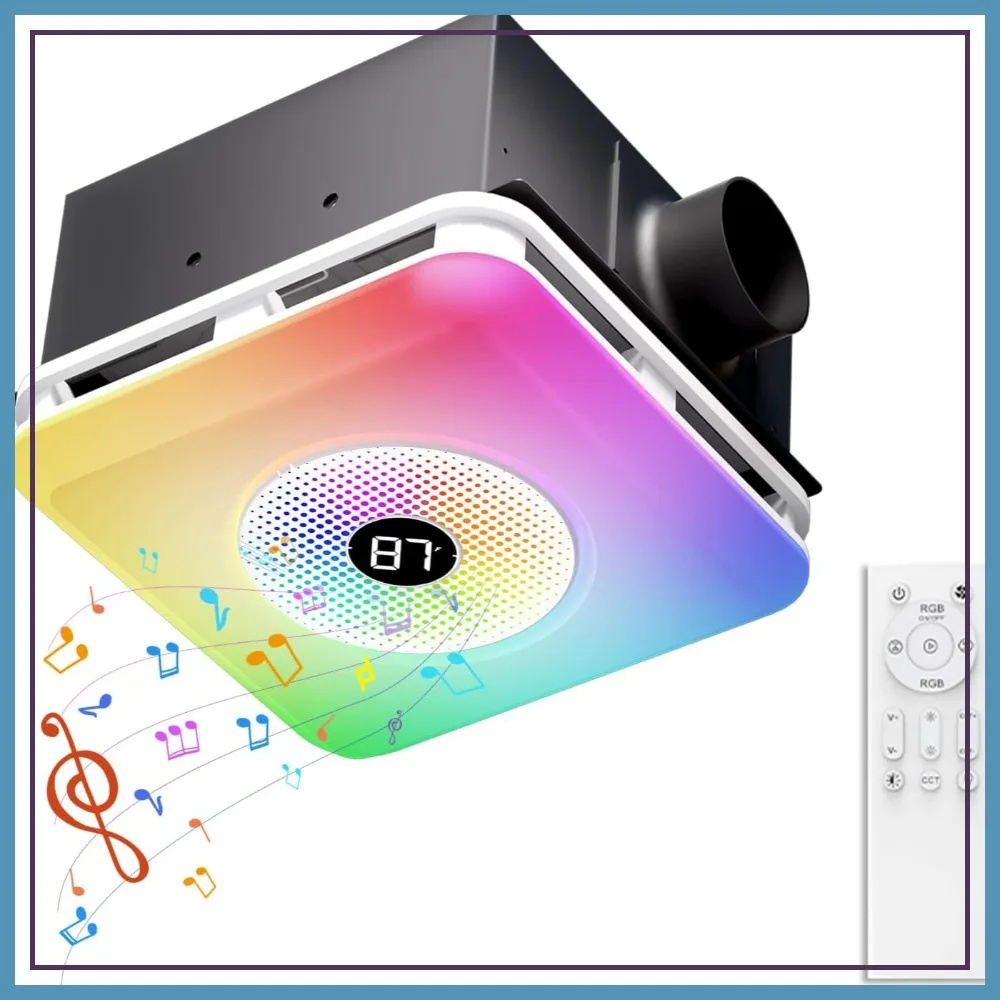 

230 CFM 1.5 Sone Bathroom Exhaust Fan with Bluetooth Speaker & LED Light, 7-Color RGB & 3CCT, Music Sync, Remote Control, Easy Install