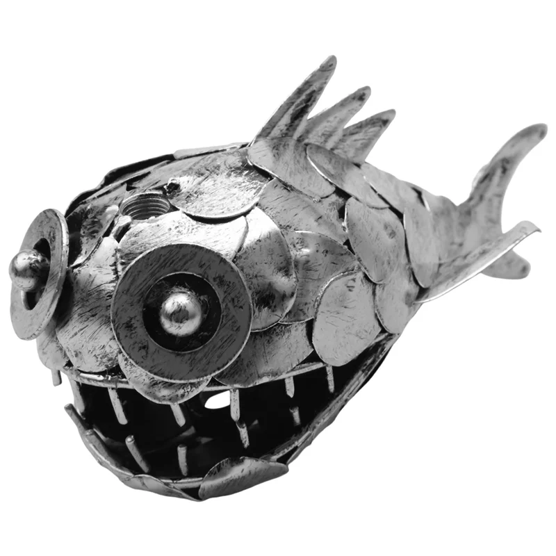 

ABUP-4X Angler Fish Lamp USB Rechargeable Desktop Metal Light Handmade Craft Home Living Room Decoration Small