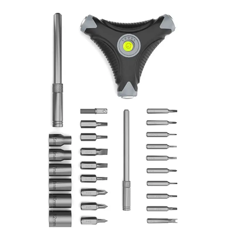 Abjs 28 em 1 conjunto de chave de fenda s2 kit de bits de chave de fenda hex soquete medidor de nível lidar com ferramentas manuais de reparo para eletrônica, relógio