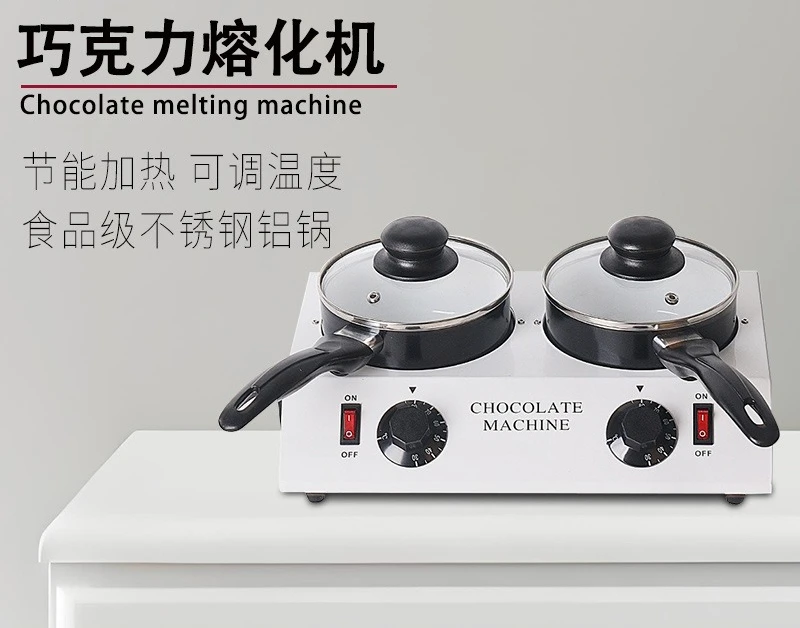 Dessert making double-cylinder chocolate hot melt machine, two-head electric constant temperature jam chocolate melt machine