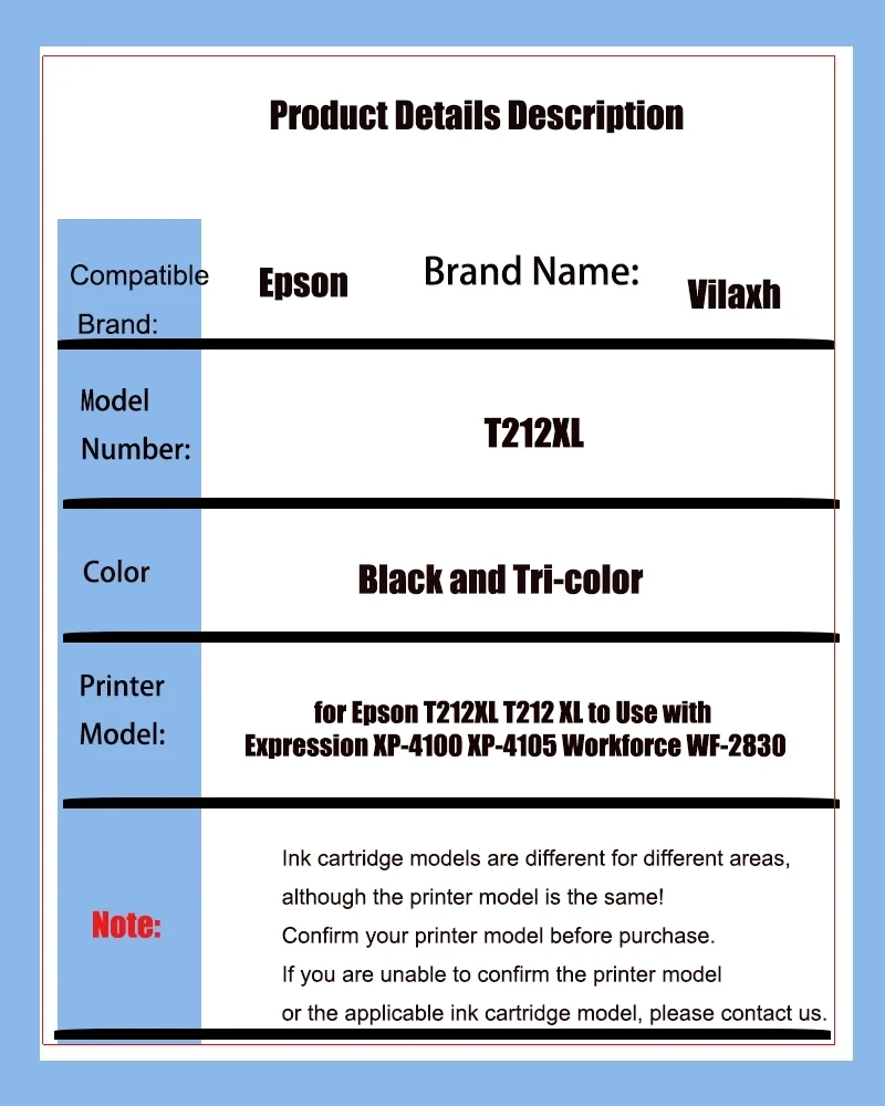 to Usa 212 212XL T212 compatible Ink Cartridge for Epson T212XL T212  with Expression XP-4100 XP-4105 Workforce WF-2830 WF-2850