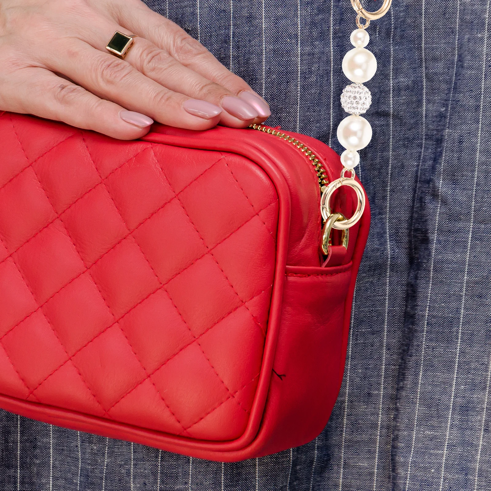 2Pcs Pearl Bag Chain Shiny Detachable Replacement Strap for Handbag Clutch Purse DIY Decoration Chain Accessory