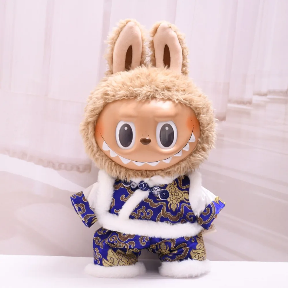 For 38cm Labubu Doll Clothing New Year Tang Suit Dress Up Love Clothes Dolls Accessories Changing Dress Playing House Game Toys