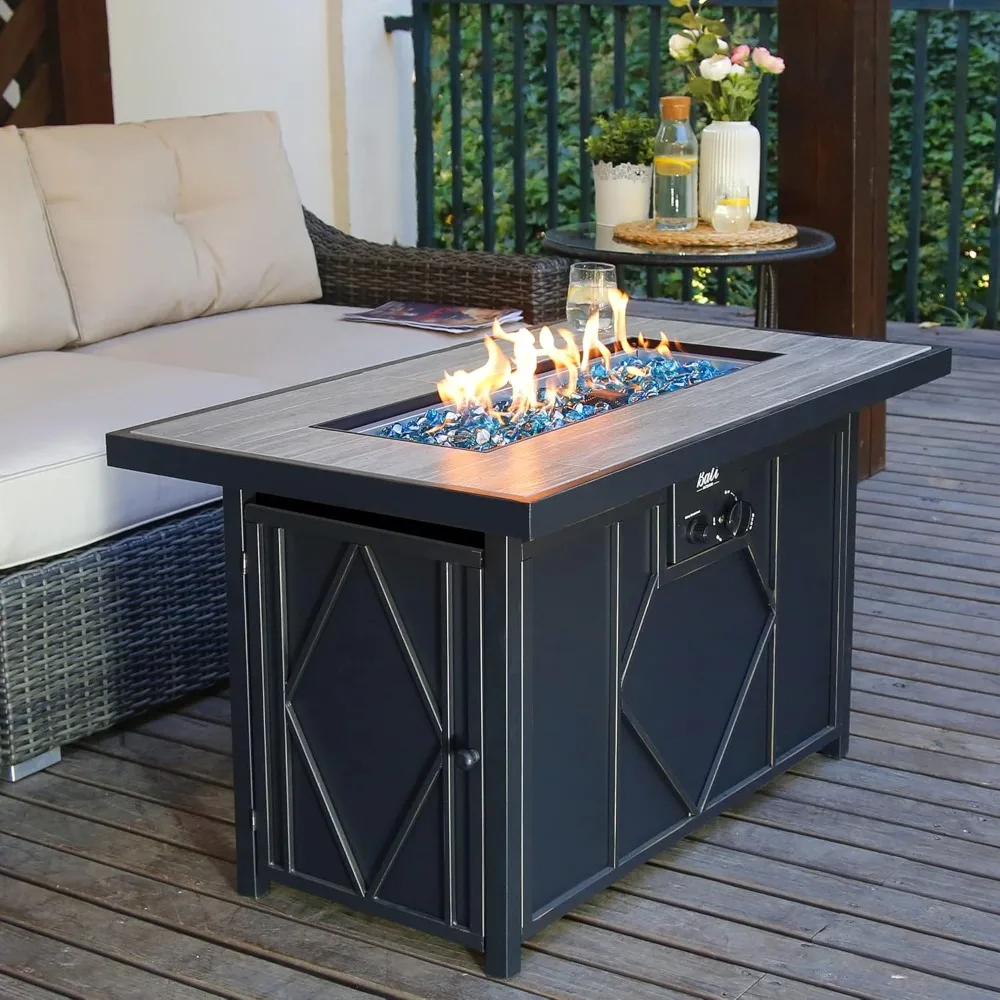 

Fire Pit Table, 24"D x 42"W x 24"H, Propane Gas Firepit Rectangular, 42In 60,000 BTU for Outside Patio Backyard Deck Balcony