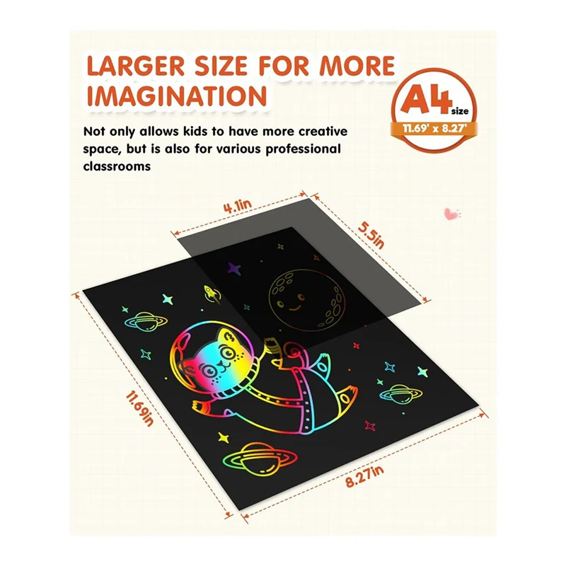

M15K-Scratch Paper Art Crafts - Classroom Must Haves Supplies - No Mess Art For Kids - Fun Creative Activity Game - Gifts