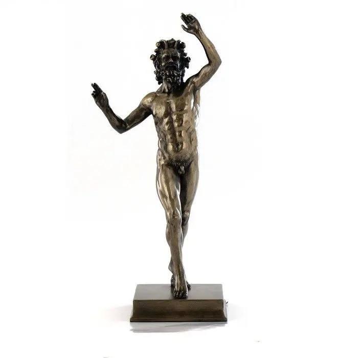 Ancient Greek Satyr Resin Statue Bronze Finish Figurine Classic Myth Sculpture Vintage Tabletop Ornament Home Room Decoration