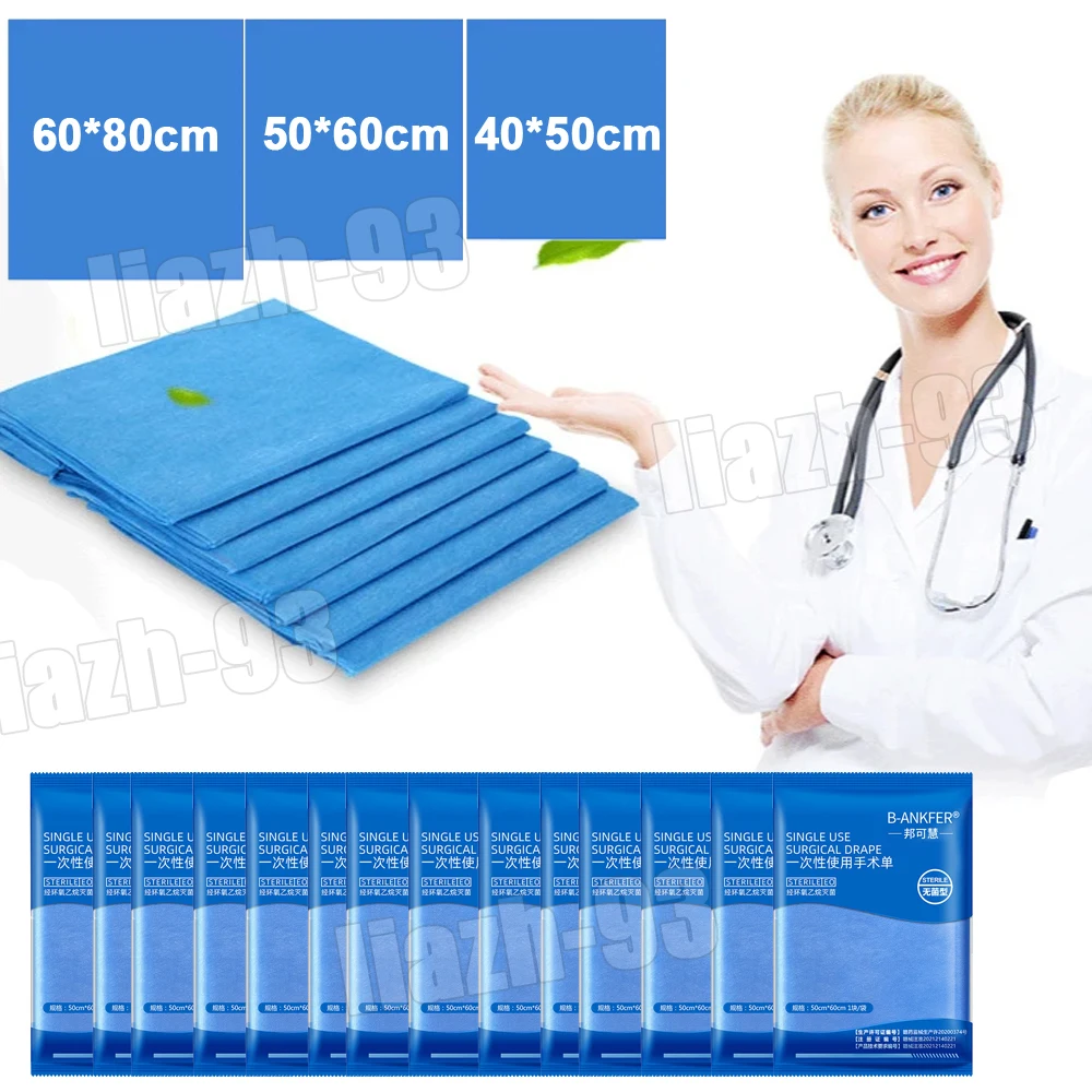 10-100pcs Disposable Surgical Drapes Surgical Sheet Blue Towel Non-woven Sterile Waterproof/Oil-Proof Thick Nursing Pad 3 Sizes