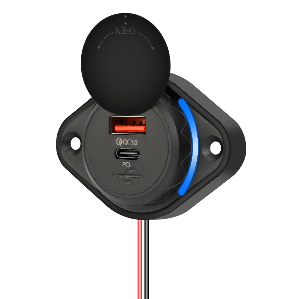 Neue Dual-USB-Autoladebuchse mit QC PD Schnellladefunktion und Schiebedeckel, 12V/24V 48W Schnellladegerät für Auto, Boot, Bus, Wohnmobil – Detail 4