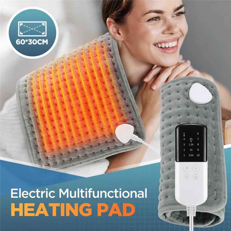 PZHI-Heating Pad For Back Electric Heating Pad For Period Cramps Neck Shoulder Pain Relief 10Heating Levels 4Gears Timing UK Plu