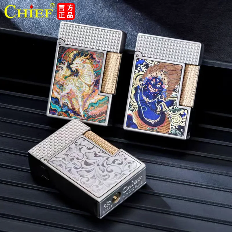 CHIEF Leader Kerosine Lighter 328 Tang Cao Wen+auspicious Animal China-Chic, A Gift for Men with Full Face  Smoking Accessories