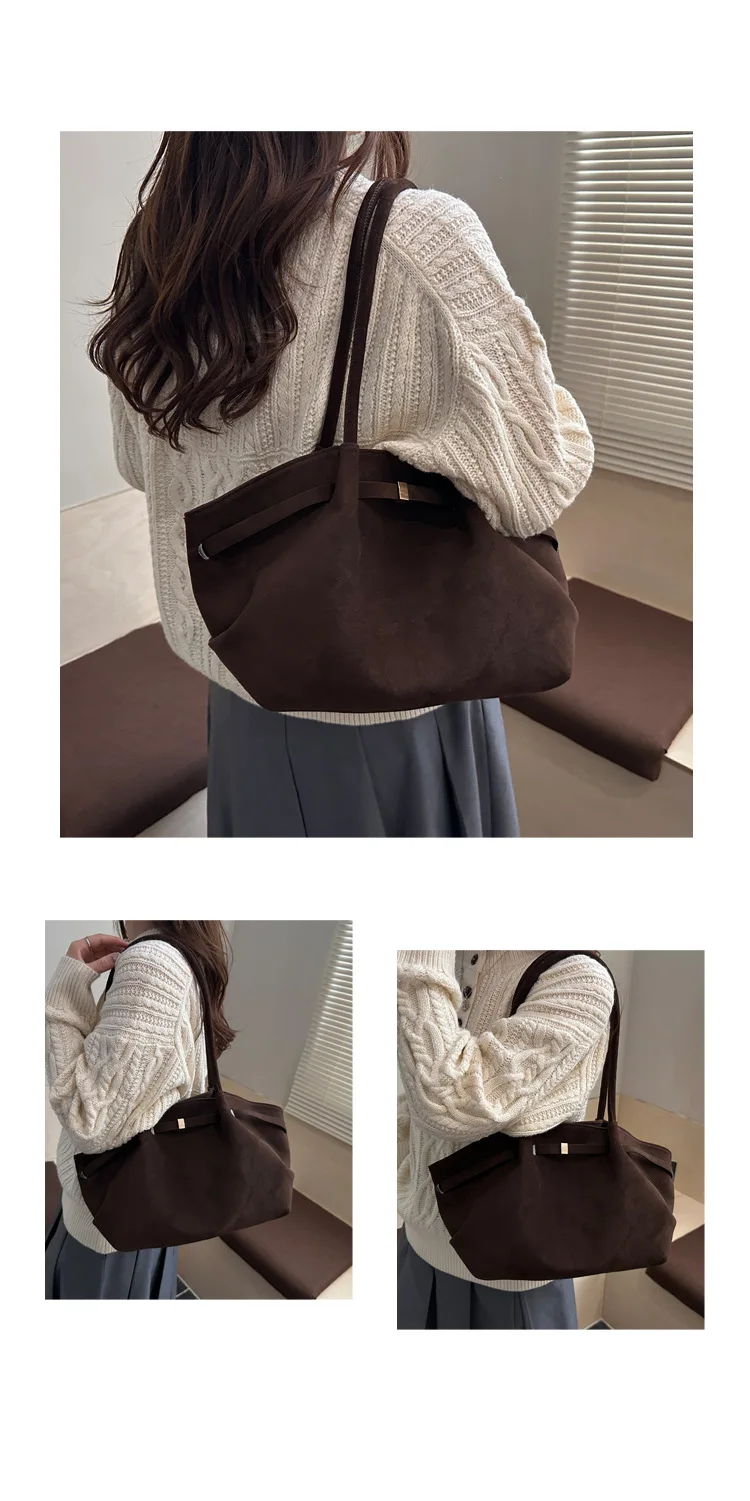Frauen Faux Wildleder Schulter Tasche Casual Tote Handtasche Unterarm Eimer Geldbörse Herbst Täglichen Mode Luxus Tasche Guangzhou Hohe Qualität Tasche – Detail 27