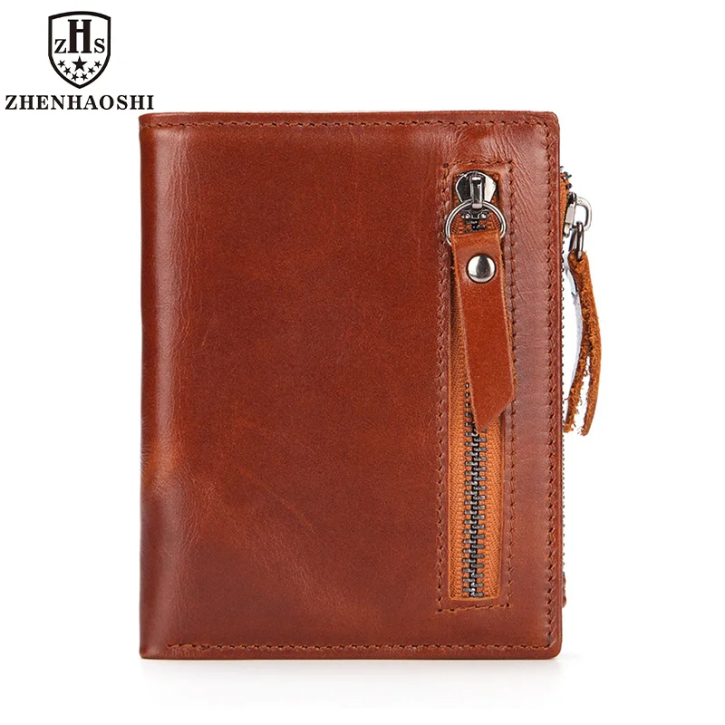 

Ultra-thin Men's Money Clip Wallet Vintage Genuine Leather Bifold Card Holder Purse Mini High Quality Male Money Purse RFID