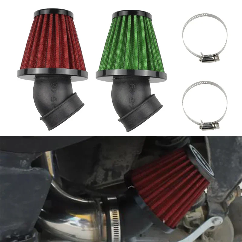 GEFENSI High Flow Motorcycle Air Filter - RAD Mushroom Head Element, 28-48mm Clip-On, 45° Bend Intake Filter