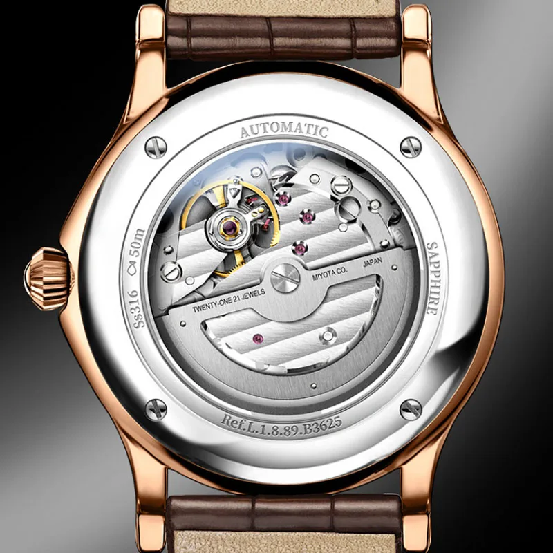 LOBINNI New Luxury Business Men Automatic Mechanical Watch MIYOTA Movement Sapphire Glass Waterproof 50M Wristwatch With Date