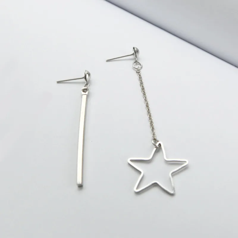 Hot Sale European Punk Geometry Hollow Triangle Star Asymmetric Vertical Tassel Earrings For Woman Jewelry Brincos
