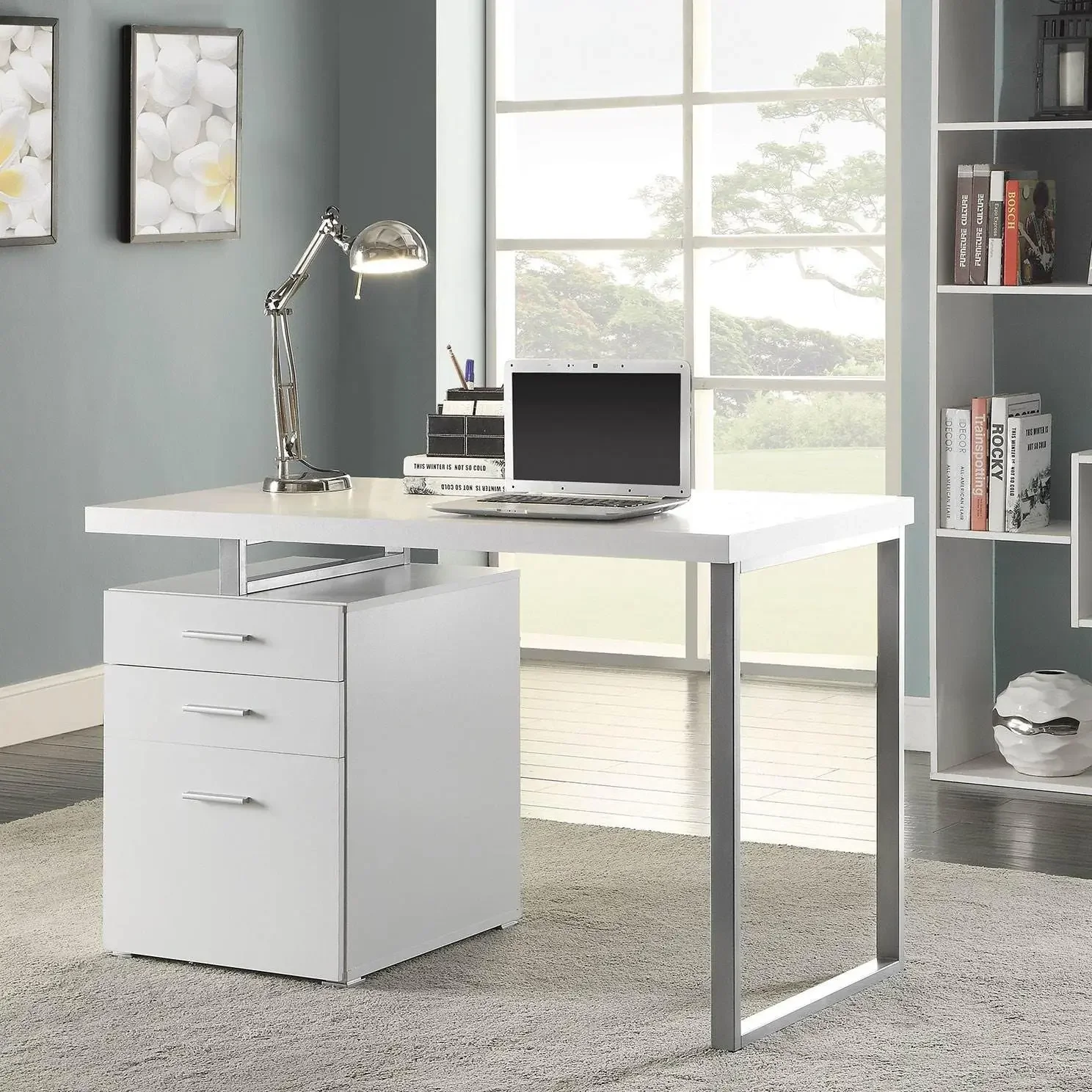 Coaster Home Furnishings Brennan Modern Contemporary Home Office 3-Drawer Writing Desk with Drawers Computer Desk Study Table Fi