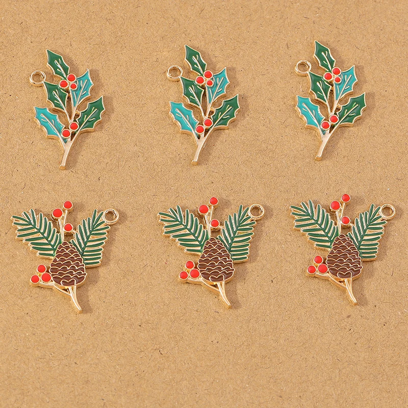 10pcs Fashion Enamel Plant Tree Leaf Charms Pendants for Necklace Earrings DIY Jewelry Making Accessories Supplies